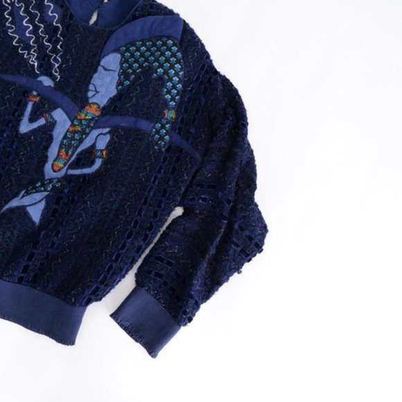 Vintage Season Fashion Navy Knit Crewneck Sweater  Size 13 - Picture 6 of 10